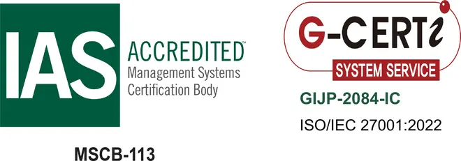 GCERTI ISMS認証ロゴ（認証番号 GIJP-2084-IC）